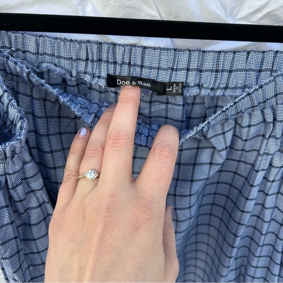 NWT Anthropologie Blue Plaid Off the Shoulder Peasant Top Bell Sleeve Large 0035 - Picture 4 of 8